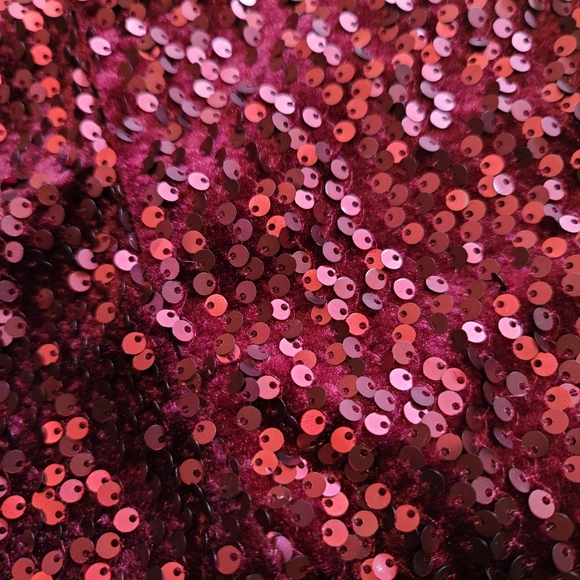 Zara Girl Sequin Burgundy Red Velvet Cap Short Sleeve Dress Size 10 - Picture 4 of 10